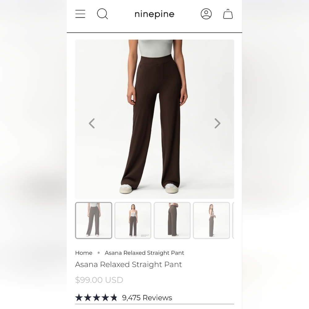 Ninepine asana relaxed straight pant new with tags